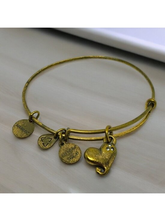 Alex and Ani Jewelry - Alex and Ani Cupid's Heart Charm Expandable Bangle Gold Tone Bracelet